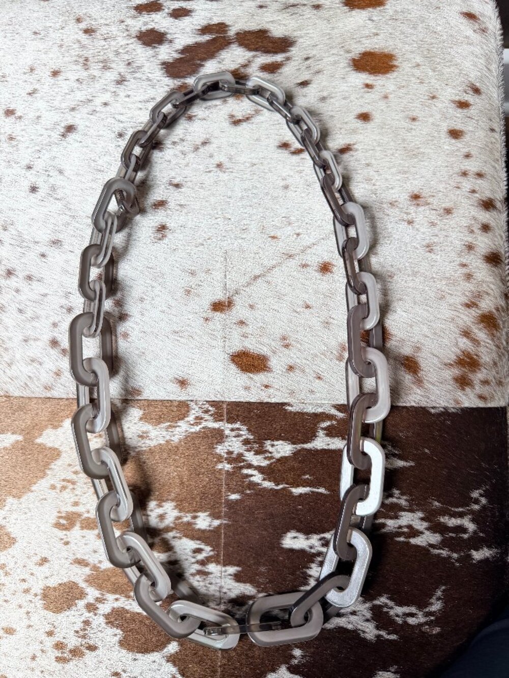 Rara Avis by Iris Apfel Chunky Chain link necklace light grey art statement